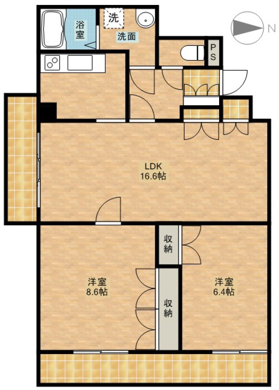 シンプルにカッコよく［ペット可］の間取り図