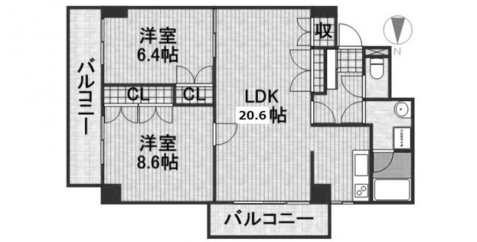 ペットと暮らす20帖リビング［ペット可］の間取り図
