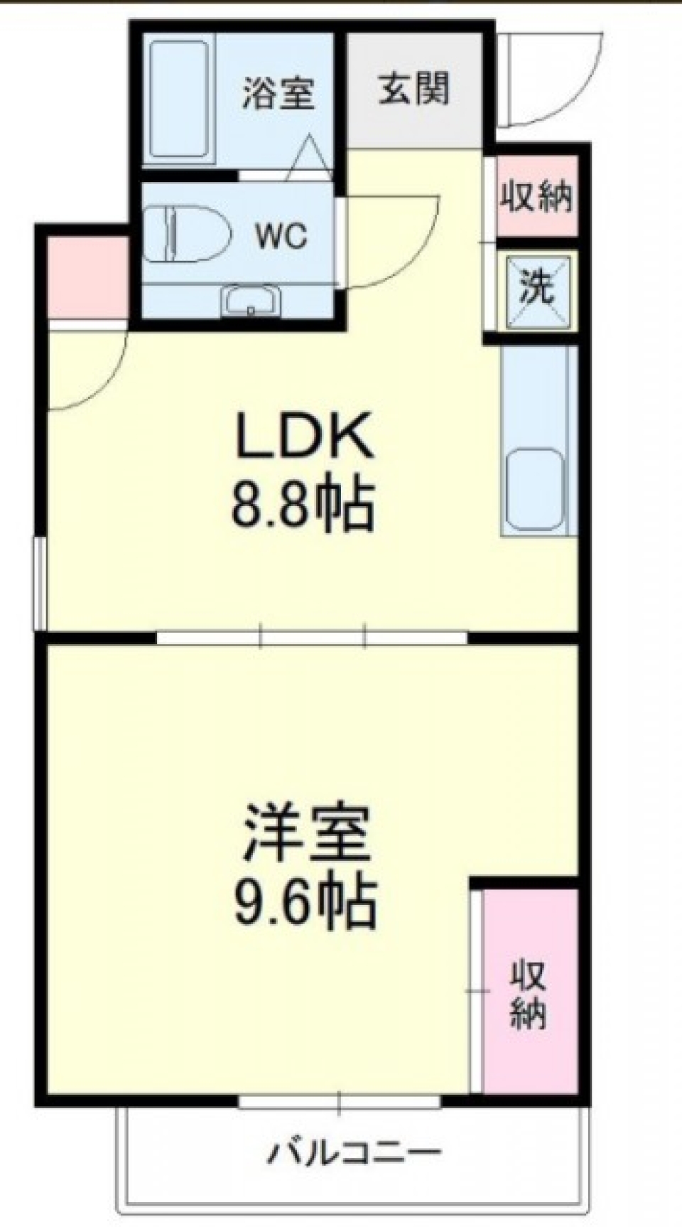 街中一人暮らしはここでの間取り図