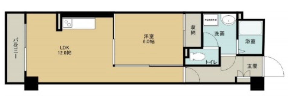 キッチンカウンターで朝食をの間取り図
