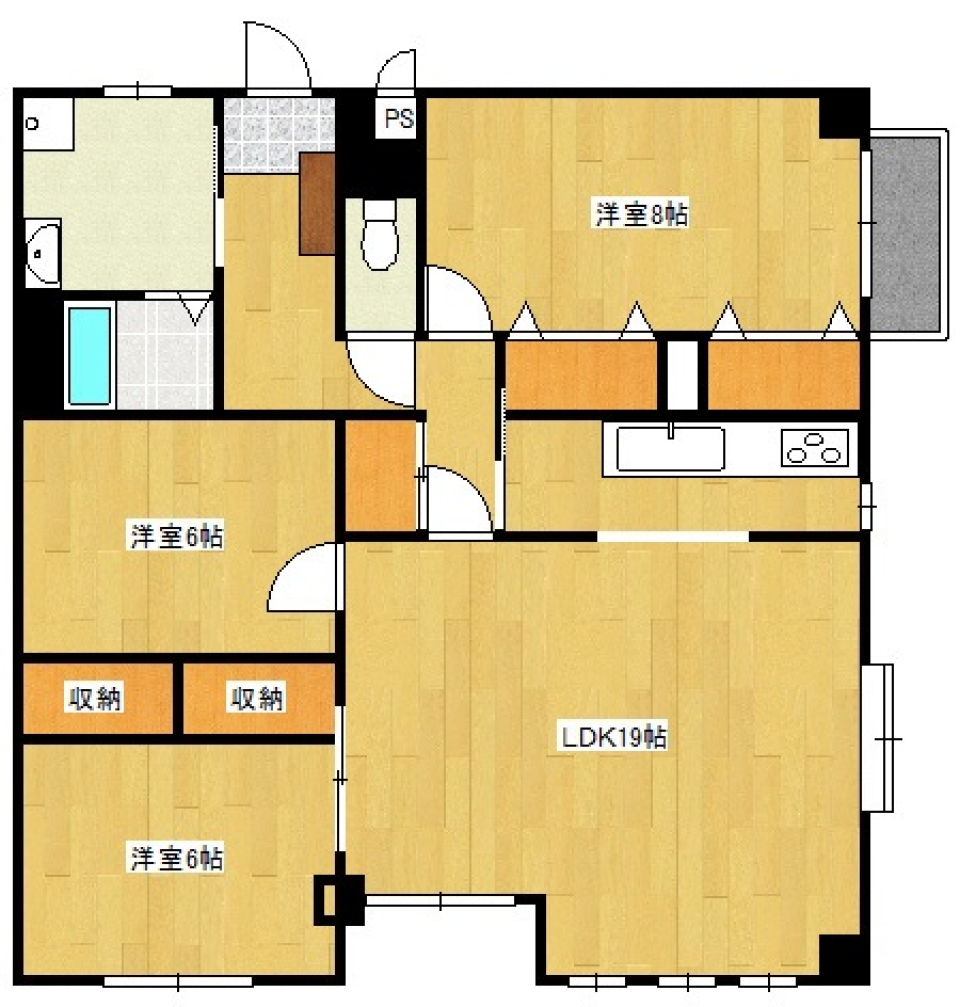 四ッ池からの眺望の間取り図