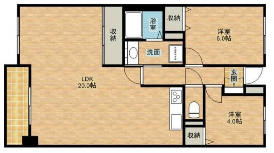 ペットと過ごす広々20帖リビングの間取り図