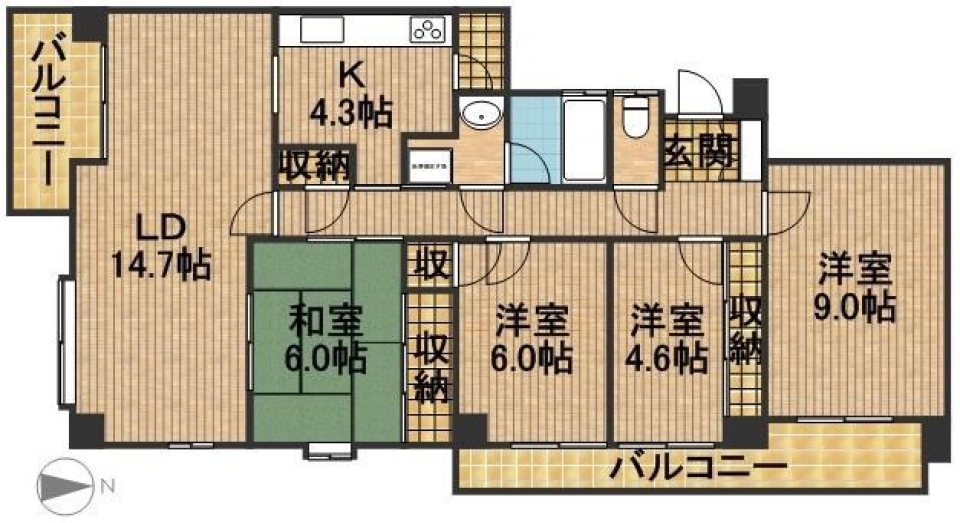 高層階から眺めるレイクビュー。の間取り図