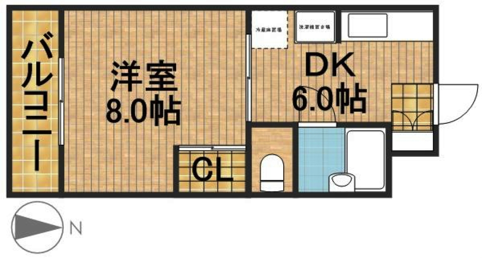 赤色のパワーで元気になっちゃうバスルームの間取り図