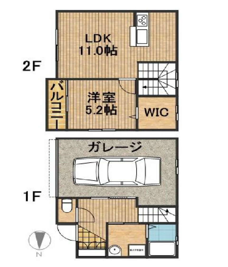 私とペットと車の生活。の間取り図