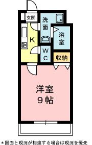 1Kの間取り図。