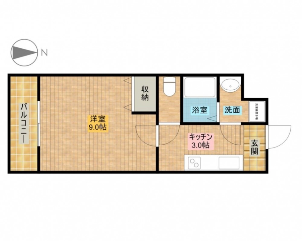 1Kに間取り。