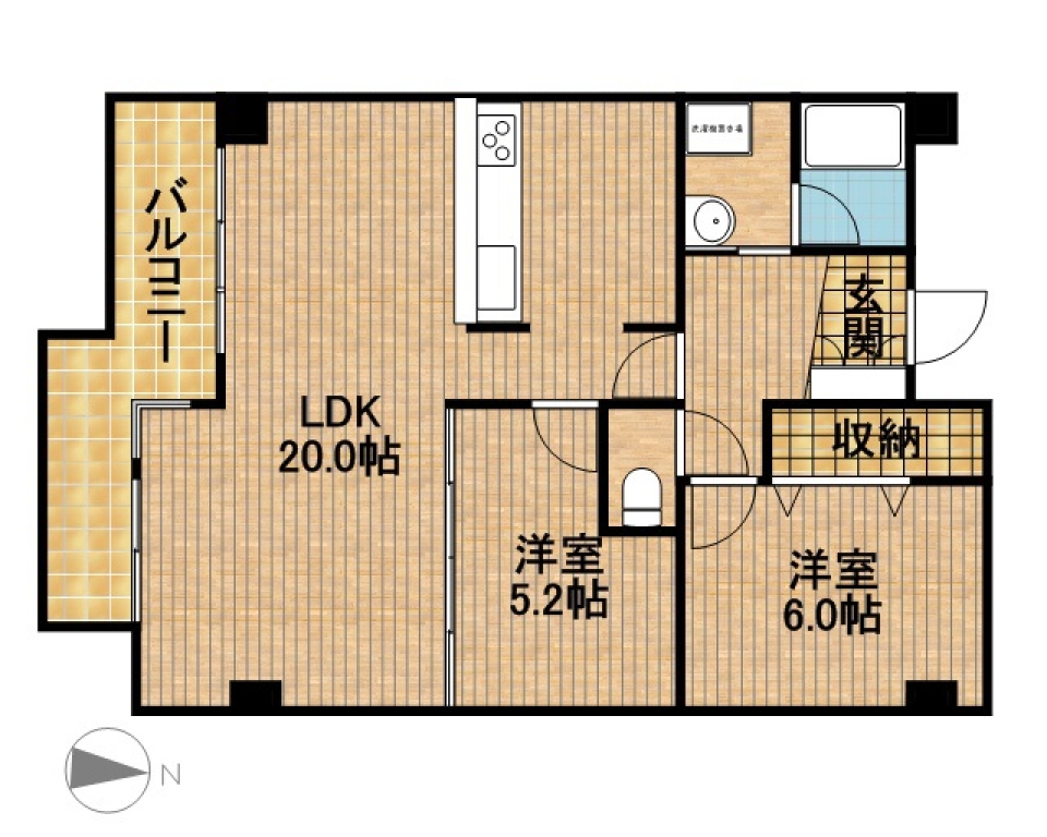 リビングと光で繋がる寝室の間取り図
