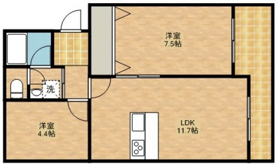 会話が弾むキッチンの間取り図