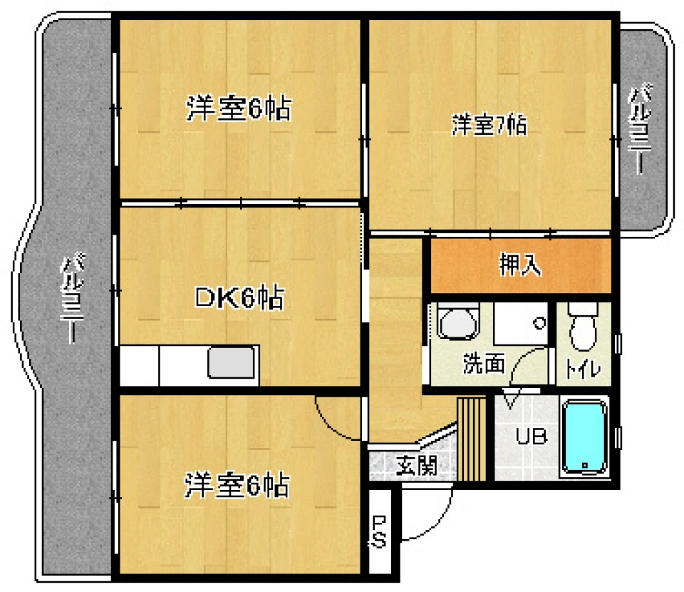 レトロ風味な天空ハウスの間取り図
