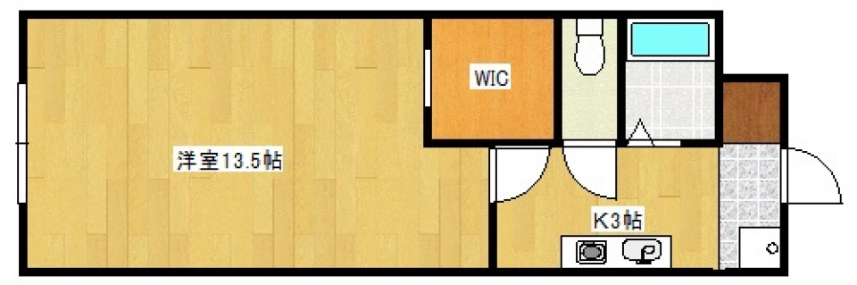 窓一面だけど、ここは明るい部屋だ。の間取り図