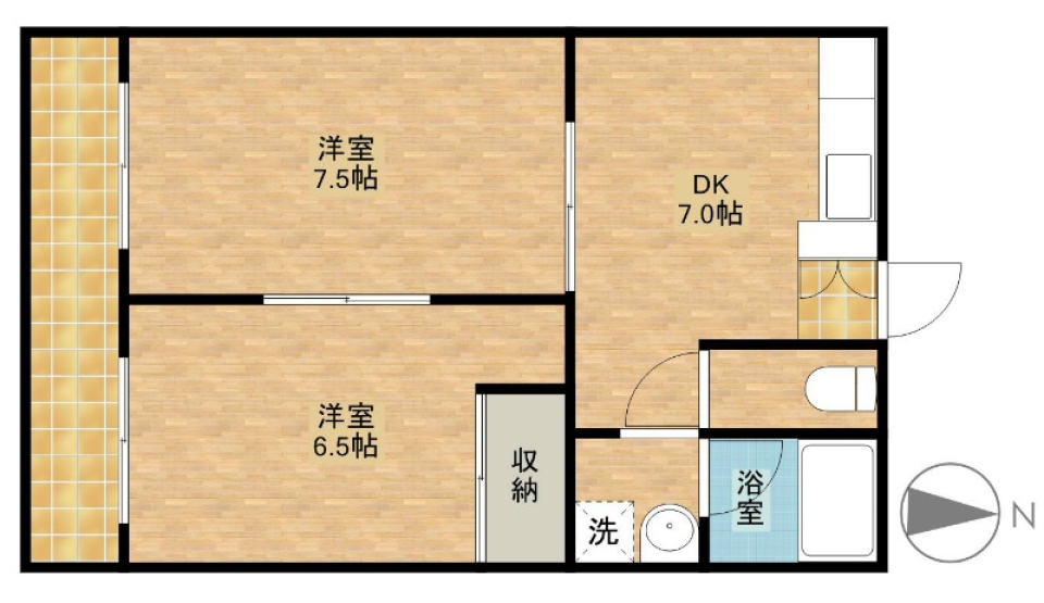 石積みアクセントウォールの間取り図