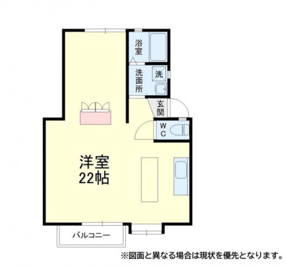 グリーン×カラフルフロアーリビングの間取り図