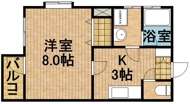 1 人暮らしにぴったりなサイズの１K物件。