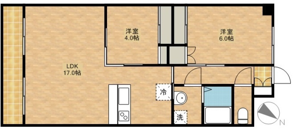 黄金比率を感じる部屋（ナチュラル）の間取り図