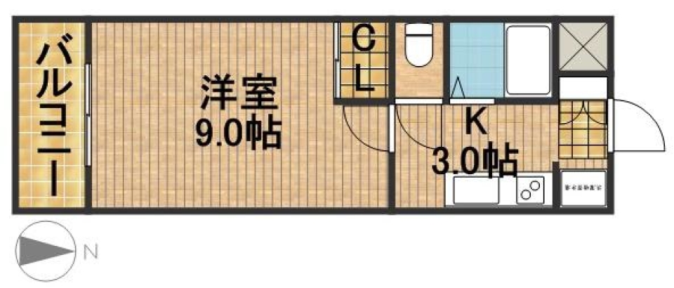 夕焼けに照らされたウッディスタイル。の間取り図
