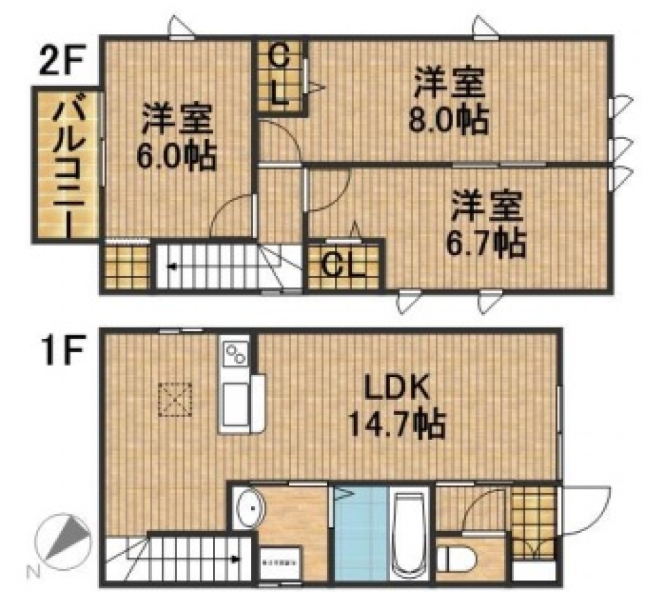 お揃い双子コーデ的な借家の間取り図