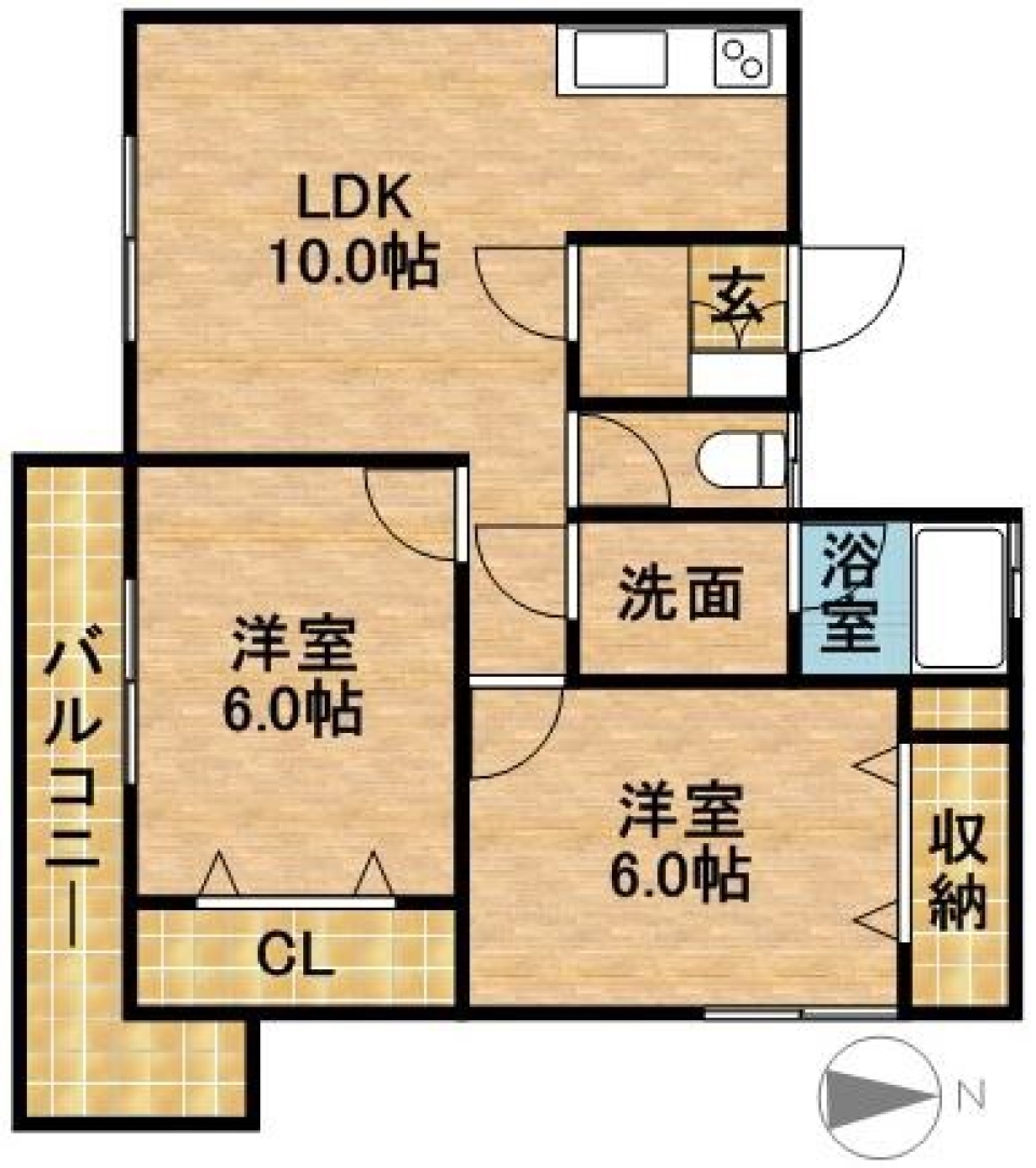 American House 2L。の間取り図