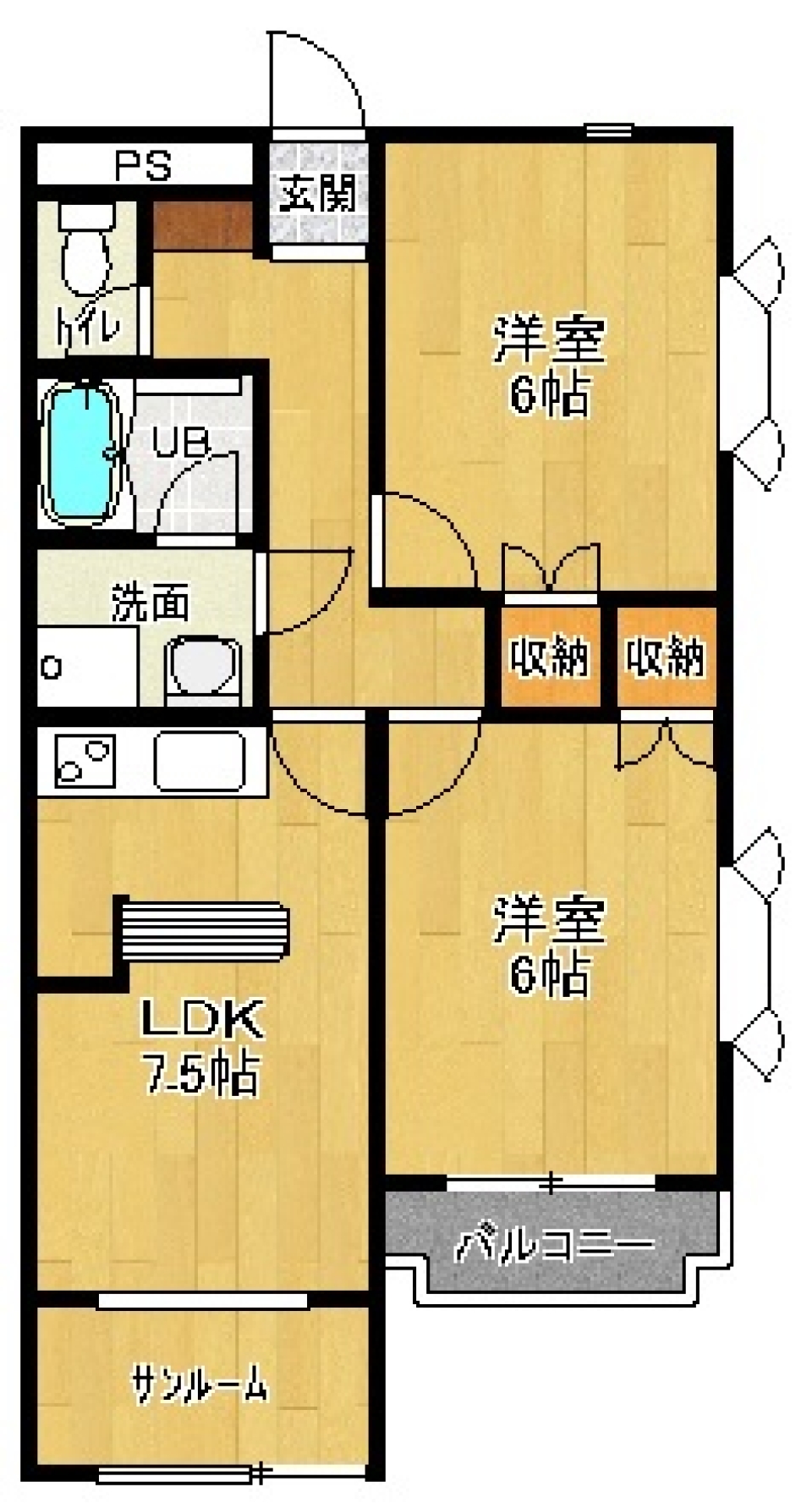 光降りそそぐサンルームの間取り図