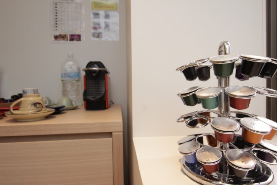 コーヒーを片手に。
