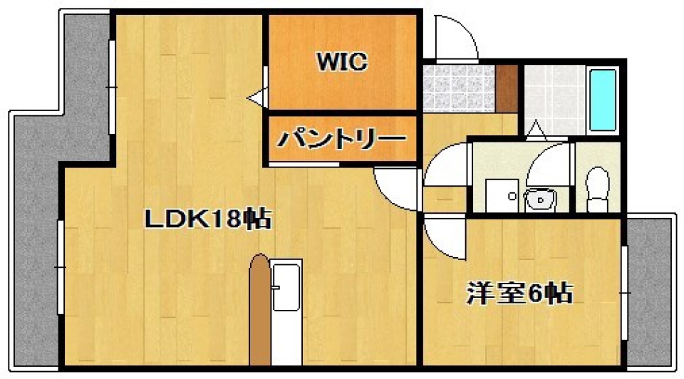 愛を育む18帖ナチュラルリビングの間取り図