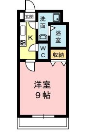 1Kの間取り図。