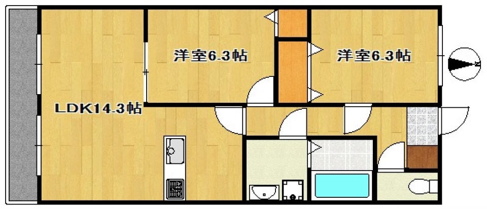 車2台持ちのご夫婦必見。の間取り図