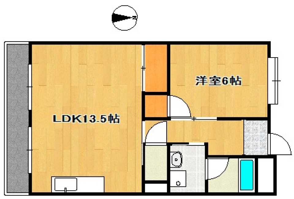 アクセントカラーはRed！の間取り図