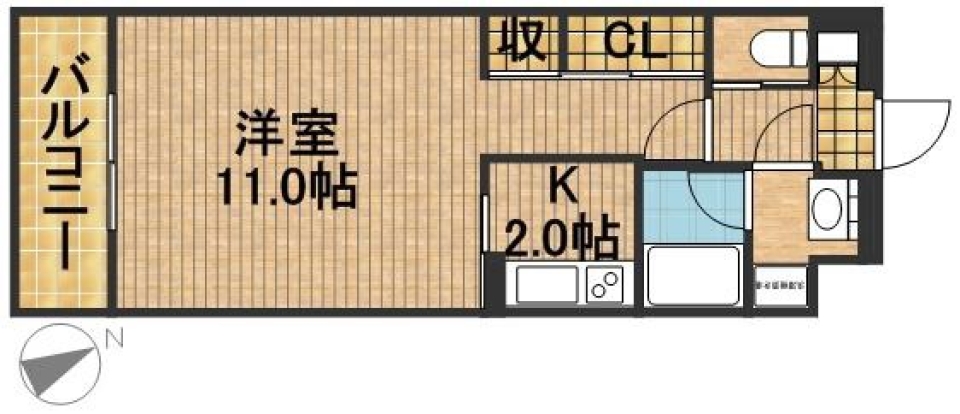 至れり尽くせりの1Kルーム。の間取り図