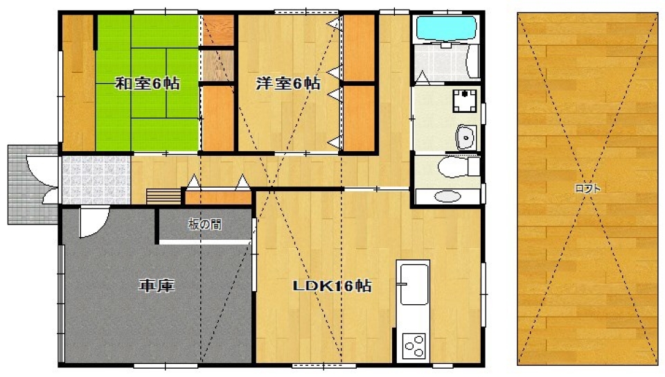 バイカー集う街中平屋貸家。の間取り図