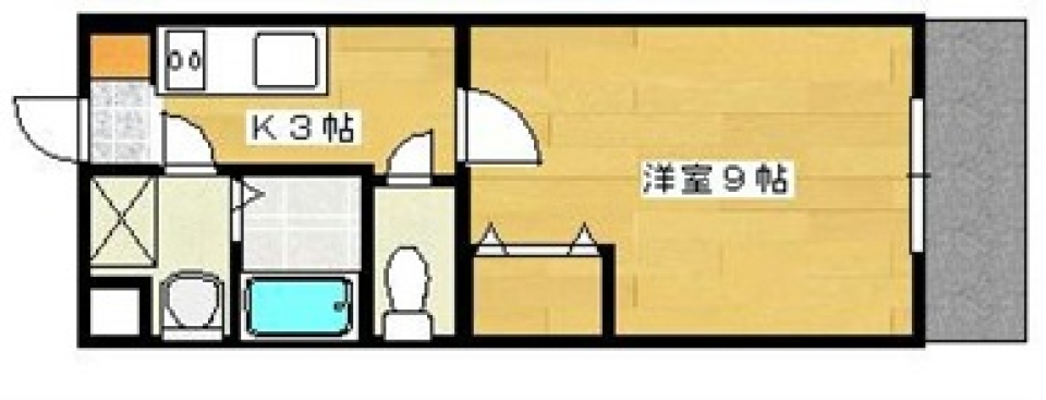 バイクガレージ+賃貸で一人暮らし+αの間取り図
