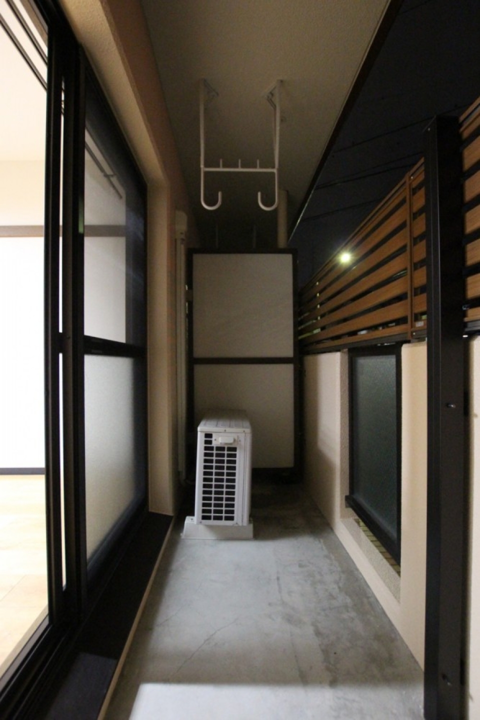マンションタイプだからバルコニーも広い。