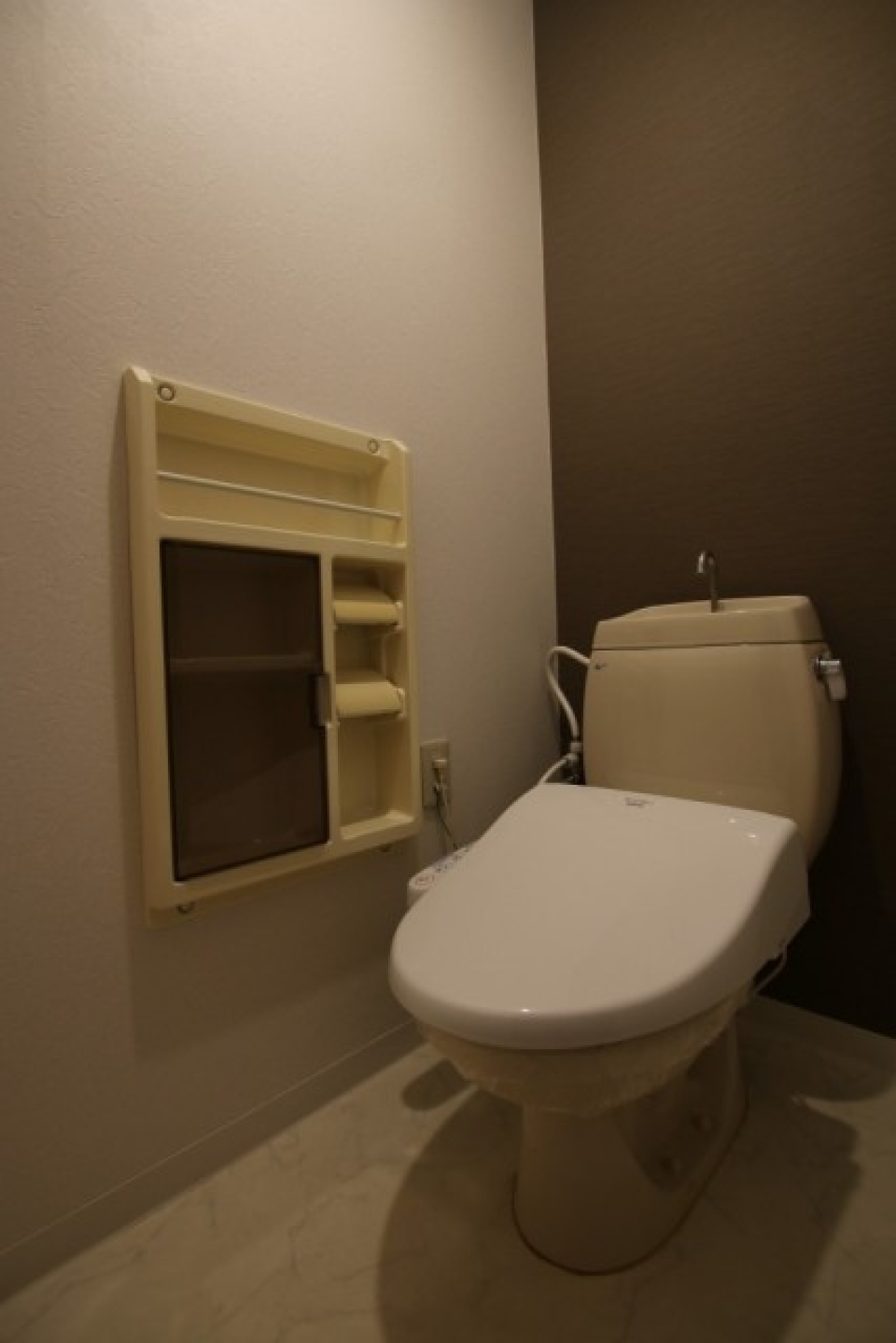 トイレはトイレットペーパー大量収納できそう。