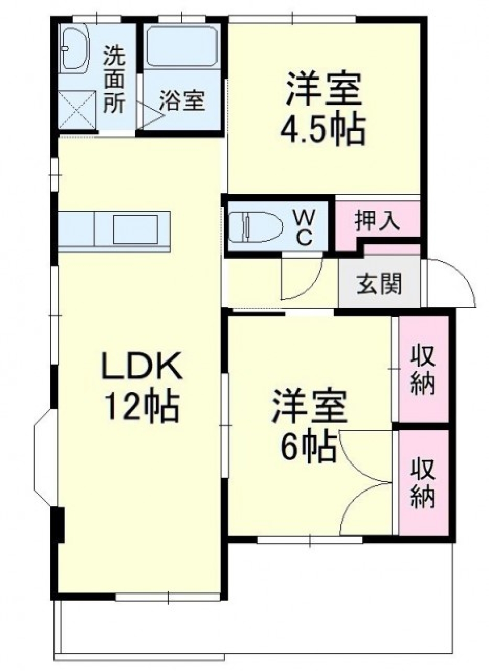 和と洋を一部屋での間取り図