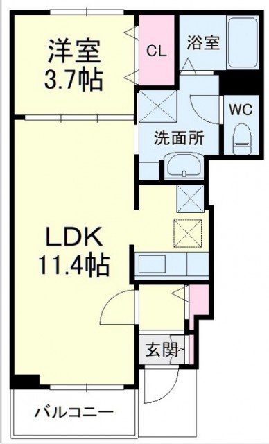 間取りはシンプルな1LDK
