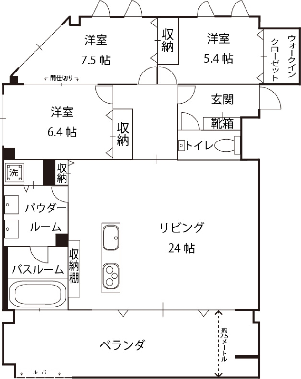 テラスで朝食をの間取り図