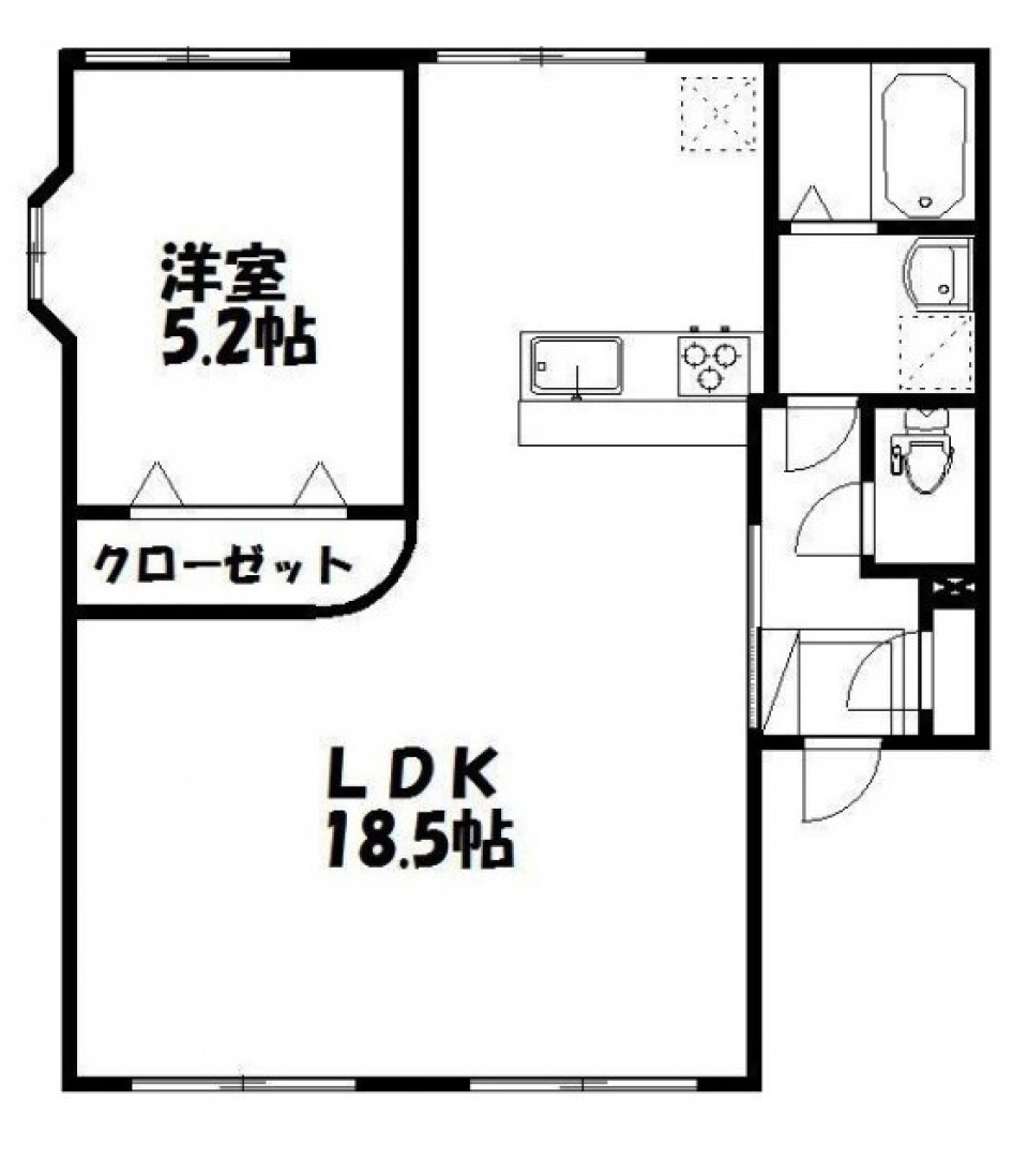 白×黄色のやわらかルームの間取り図