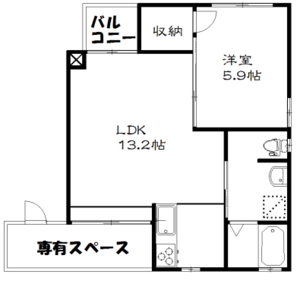 剥き出しの梁・天井。の間取り図