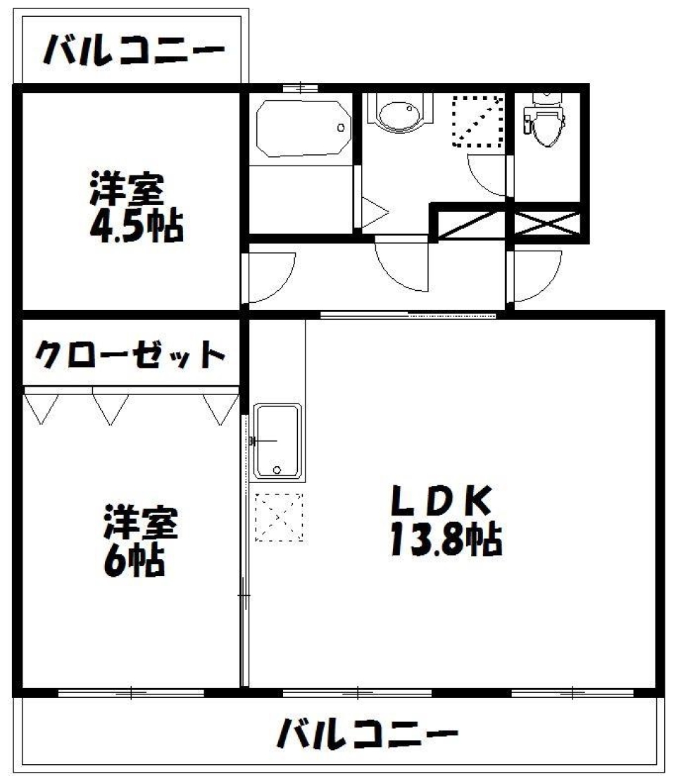 ビーチで海を眺めての間取り図