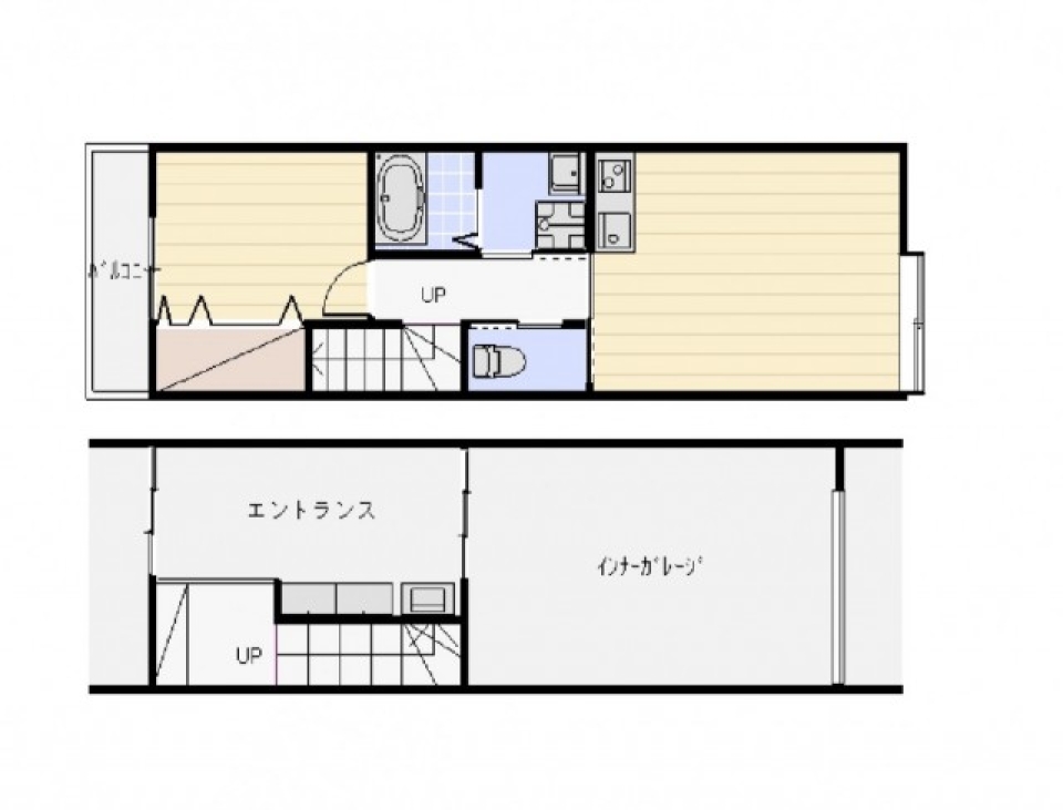 あなたの秘密基地　ガレージハウス　（ブラウン）の間取り図
