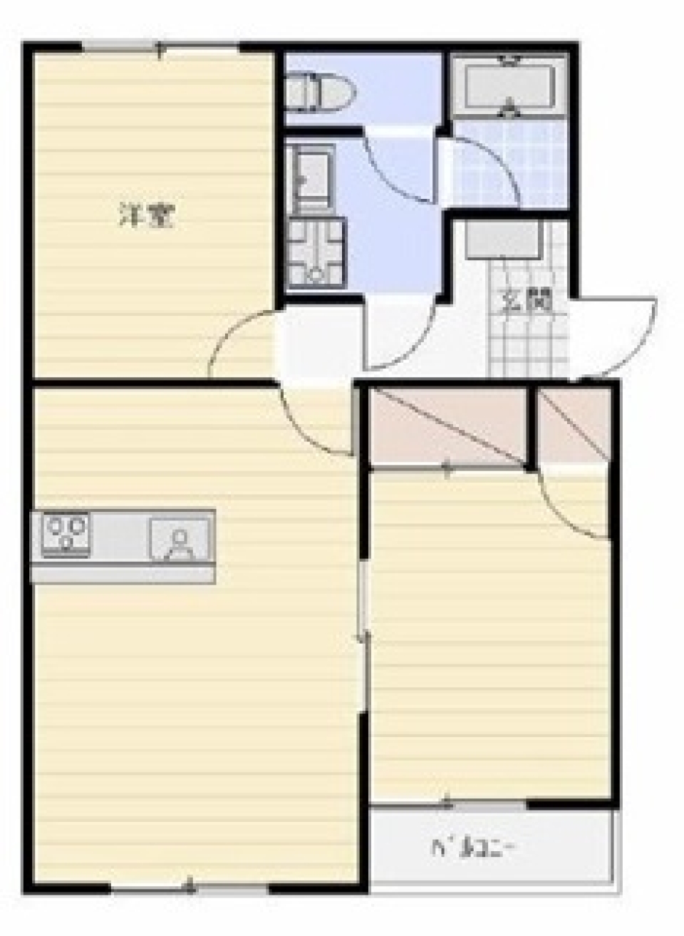 カウンターキッチン×黒系の床でシックなおしゃれ空間を！の間取り図