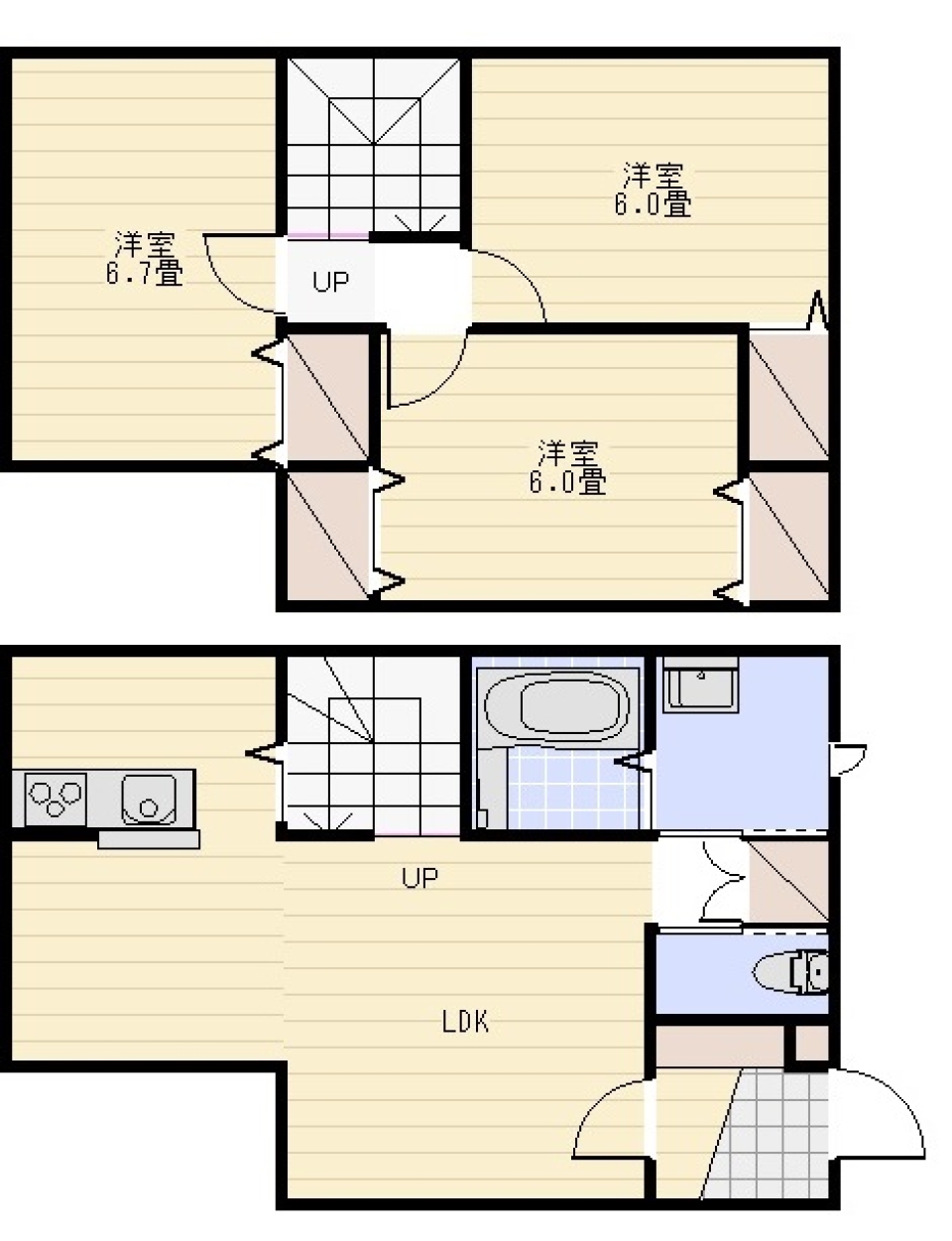 検索ワードは、[築浅・東区・3LDK]。の間取り図