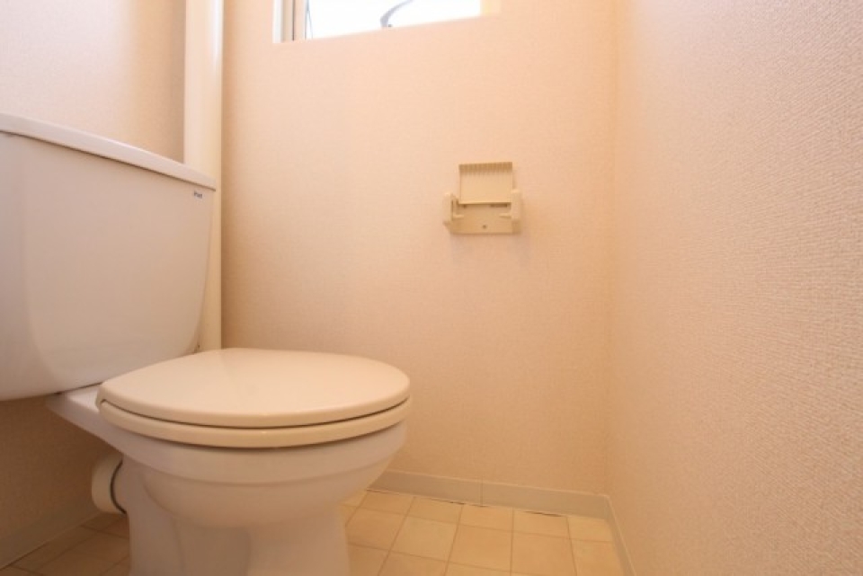 トイレの様子。白くて清潔感有り。