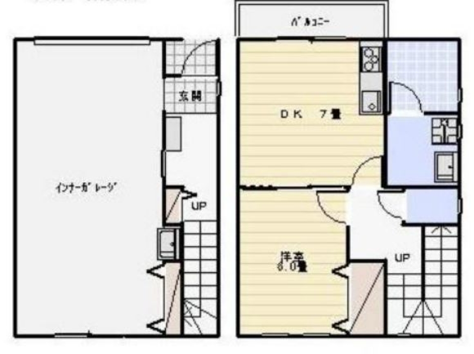 ガレージのある住まいの間取り図