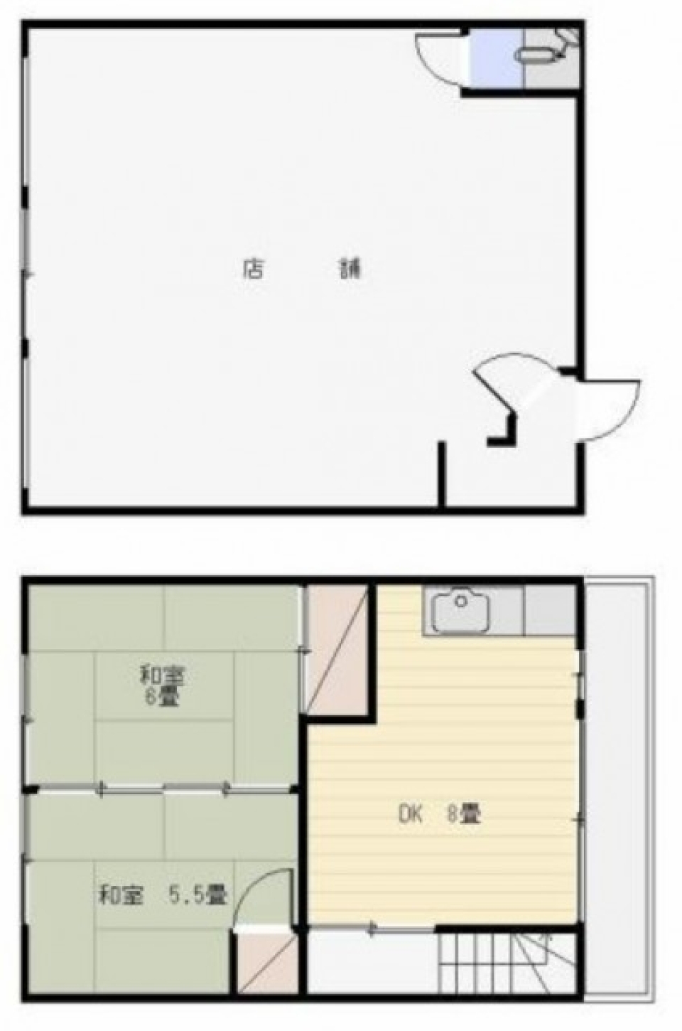 お店でもあり、棲み処でもあるの間取り図
