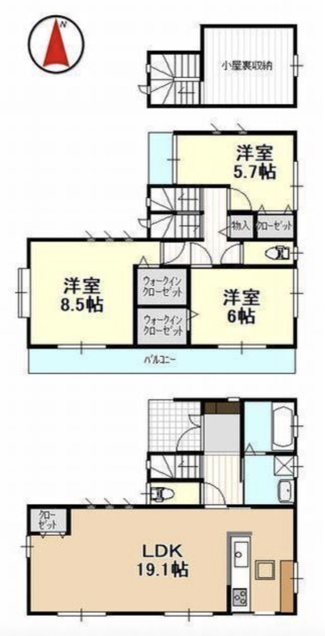 小屋裏収納付きの広々3ＳLDK