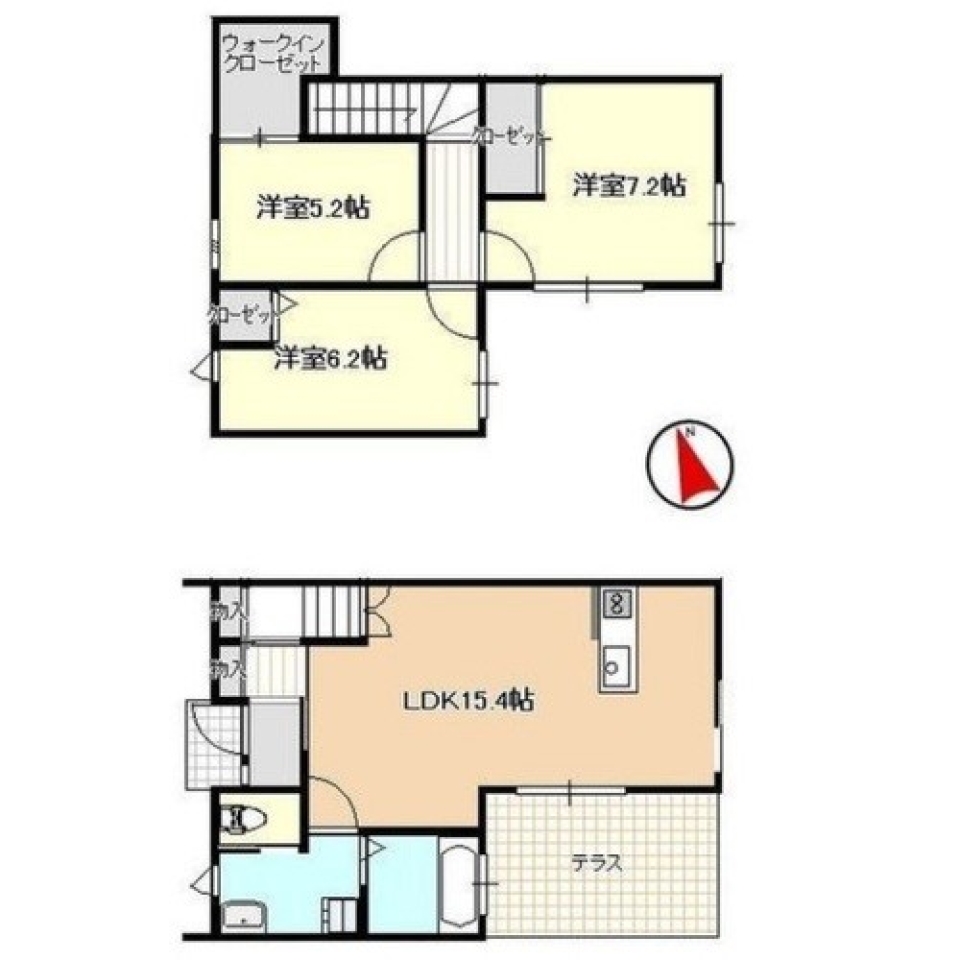 空色の部屋にウォークインクローゼットを添えて。の間取り図
