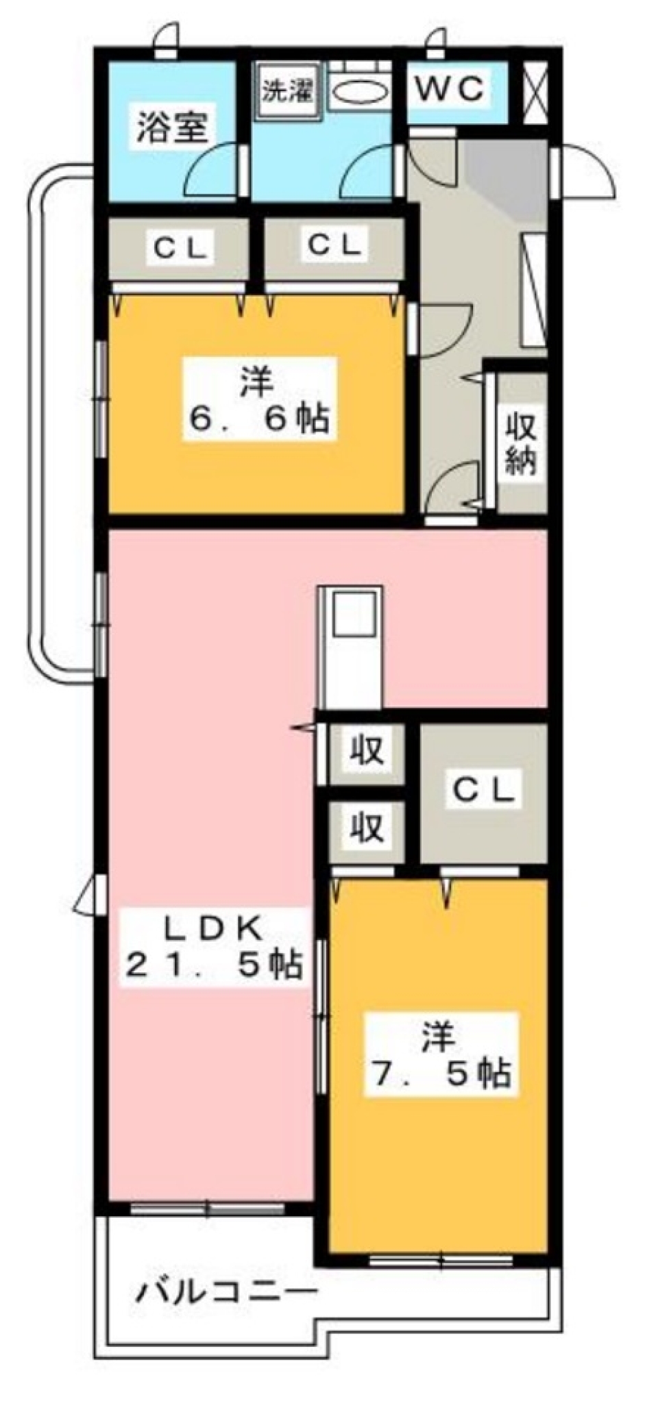ペットOK♪閑静で上品なホワイト2LDKの間取り図