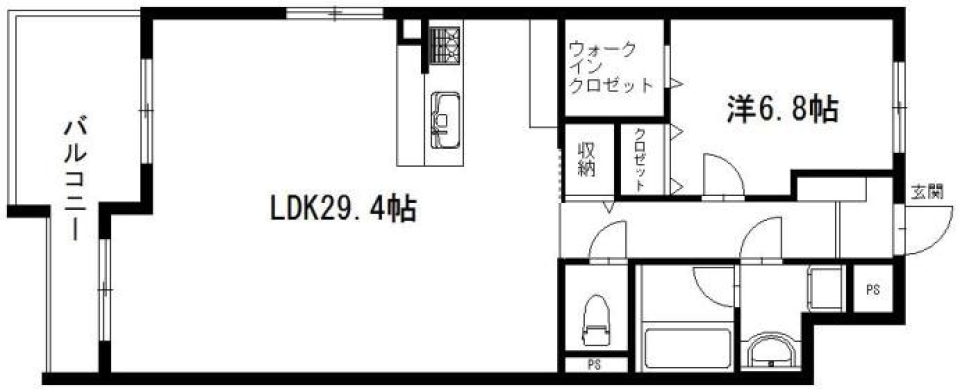 閑静で上品なホワイト1LDK［ペット可］の間取り図