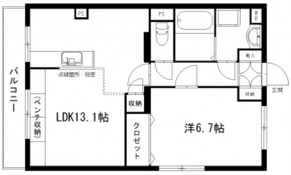 個性的。土間の様なリビングの間取り図